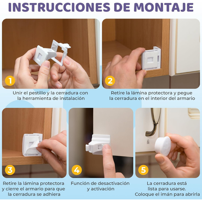 Kit de seguridad magnética para bebés [Pack para 12 puertas + 3 imanes]